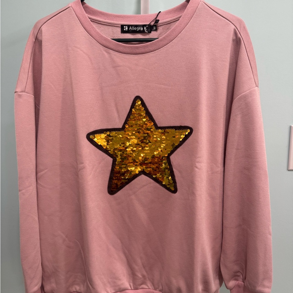Allegra K Pink Sweatshirt with Gold Star